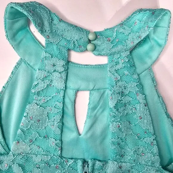 Girls Speechless Sparkle Maxi High Neck Romper Party Formal Dress Teal Size 8 - Picture 5 of 9
